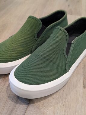 G-Star Slip-On Canvas Loafers in Olive Green with White Sole